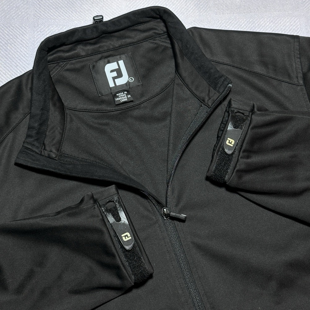 FootJoy FJ Jacket Mens Size Large Black Softshell Performance Pockets Full Zip - Picture 1 of 13